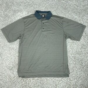 FootJoy Polo Shirt Mens Large Blue Diamond Print Golf Performance Stretch‎ Top
